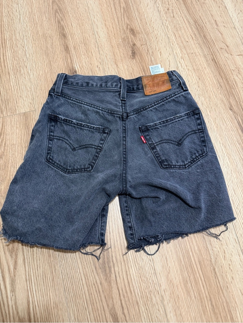 Levi's 501 '90s Black Denim Shorts Women's 23 High Rise Raw Hem Distressed